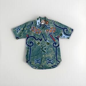 VTG Territory Ahead Shirt Men M Tribal Batik Abstract Bold Bohemian Psychedelic